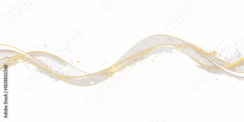 Elegant golden and beige abstract wave design with subtle splatter effects