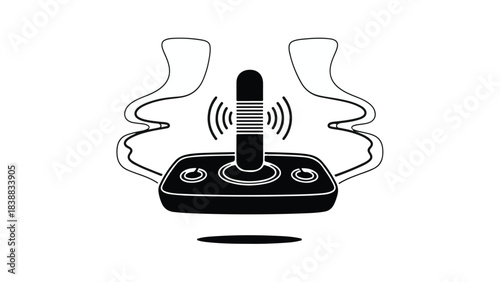 Wireless microphone with sound waves on modern sleek receiver