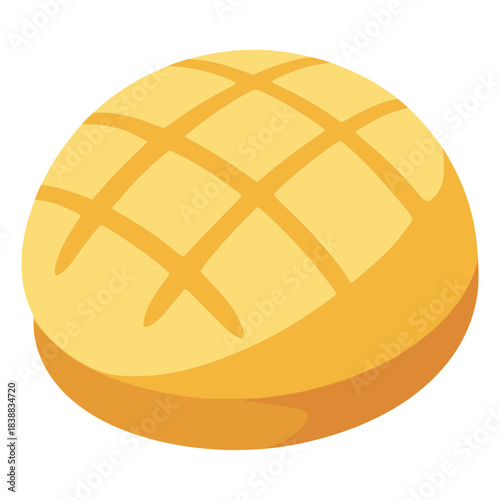 melon pan japanese bread food flat color vector illustration template design