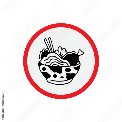 Delicious Asian Noodle Bowl Icon