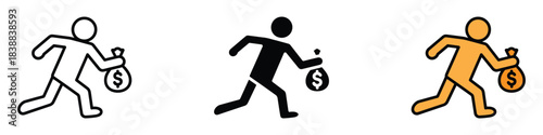 Robbery icon vector. running thief symbol. vector illustration.