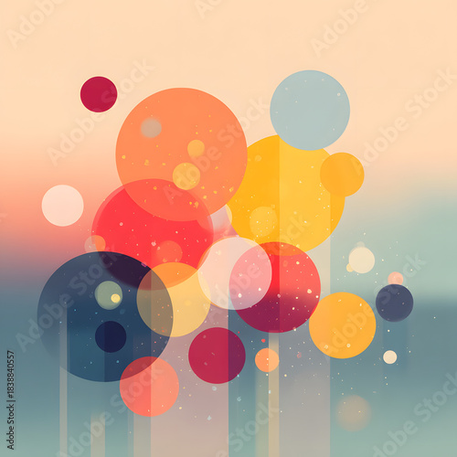 Rain on Window Abstract colorful bokeh circles on soft pastel background with light gradient and playful design.