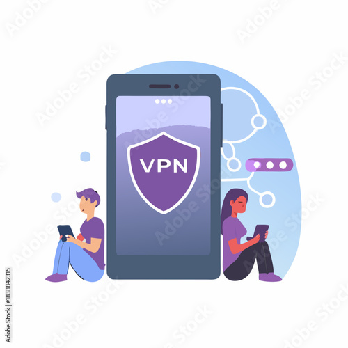 Secure connection with vpn people using smartphones and data protection
