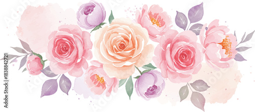 Lush Watercolor Wildflower Bouquet Illustration with Bright Sunflowers, Cheerful Daisies, and Delicate Pansies, Capturing the Vibrancy of a Summer Garden Bloom on White.