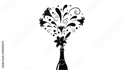 Decorative champagne bottle with floral design