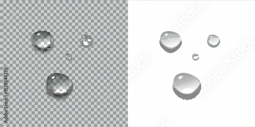 Water droplets on surfaces with differing backgrounds gray and white