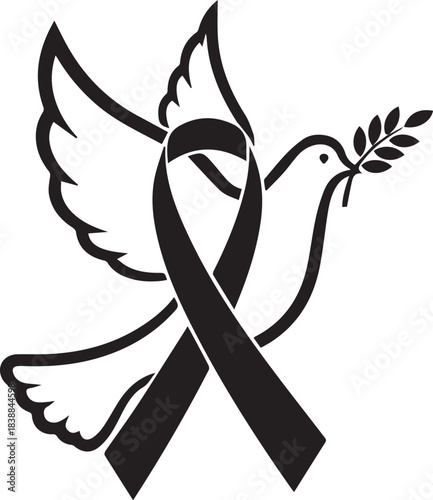Dove of peace with aids awareness ribbon symbolizing hope and remembrance