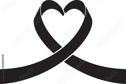 World aids day black ribbon heart symbol awareness campaign solidarity support love