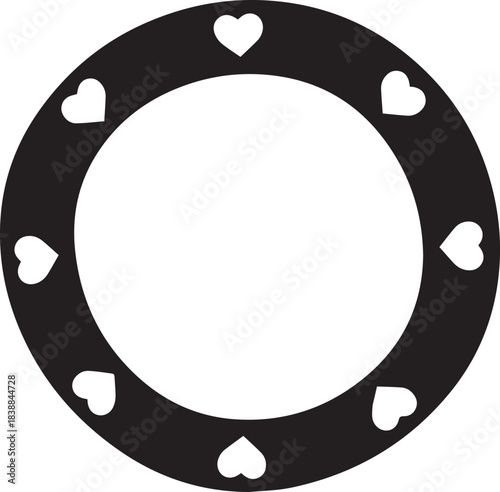 World aids day ribbon symbol round frame with hearts support awareness unity concept