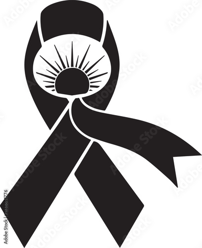 World aids day awareness ribbon with sun symbol hope and support for hiv aids cause