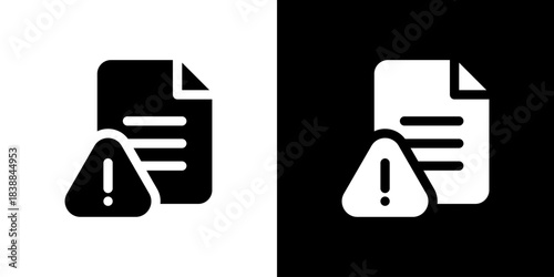 書類と警告マークのアイコン