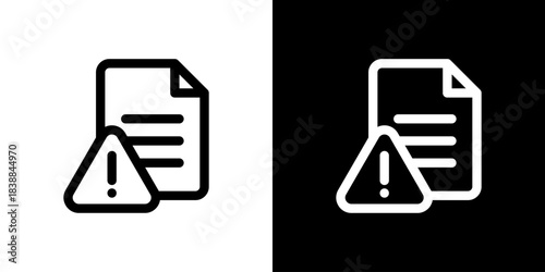 書類と警告マークのアイコン