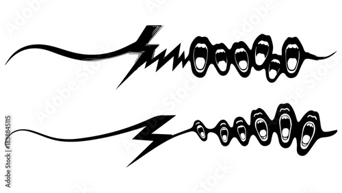 Lightning Energy Blast Waves - Powerful Spiritual Symbol Tattoo Flash & Esoteric Art