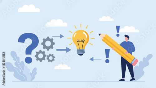 Creative problem-solving process leading to new ideas and innovative solutions through strategic thinking and concept development