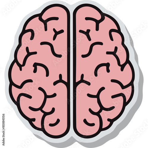 Stylized Pink Human Brain Illustration With Black Outline And Shadow Against A Black Background Representing Cognition Neurology And The Mind