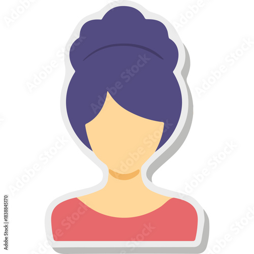 Stylized Portrait of a Woman with Updo Hair and Pink Top Against a Neutral Background Minimalist Illustration