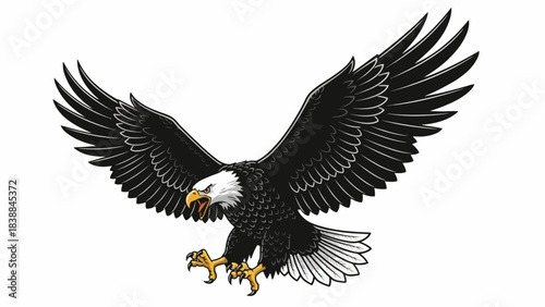 Majestic Bald Eagle Soaring with Wings Spread Wide in a Powerful Display of Freedom and Strength