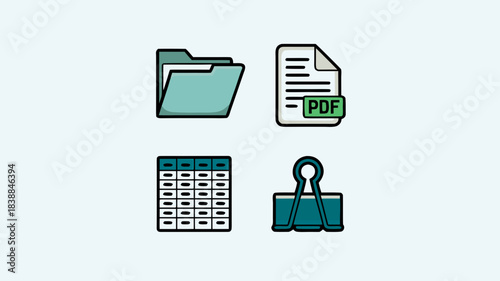Digital File Management, Secure Document Storage, Organized Folder System, Professional PDF Concept, Data Archive Graphics, Efficient File Sorting, Office Document Control, Smart Paperwork Setup