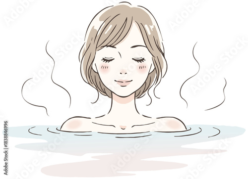 お風呂に入ってほっこりする女性