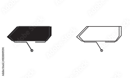 The text discusses digital callouts, footnotes icon. Minimal vector illustration featuring two stylized circuit connector shapes in black and white, suitable for tech design, electronics themes.