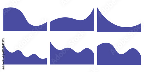 Collection of dividers shape templates. Modern separator header for website and app. Curve lines, wave collection of abstract design element for top and bottom page web site.