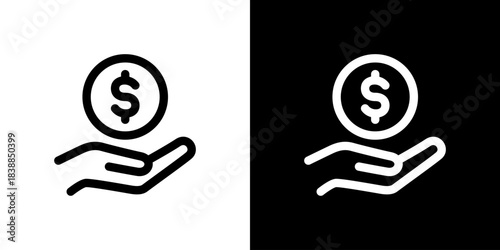 手に乗ったドル・受け取りのアイコン
