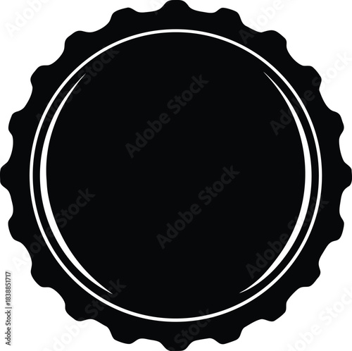 Black beer bottle cap silhouette with white inner circle