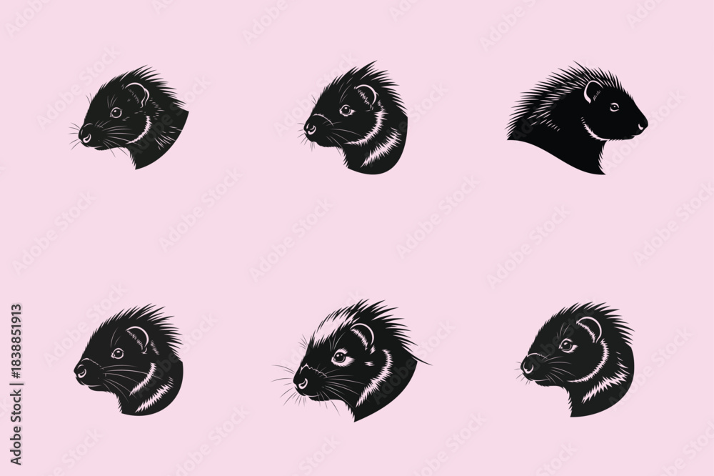 Naklejka premium Pattern of black zebra heads against a soft pink background creating a unique design