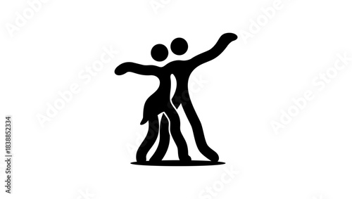Latin American dance sign, black isolated silhouette