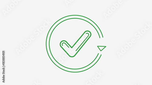 Green checkmark inside a circle confirmation symbol success icon for approval and completion isolate