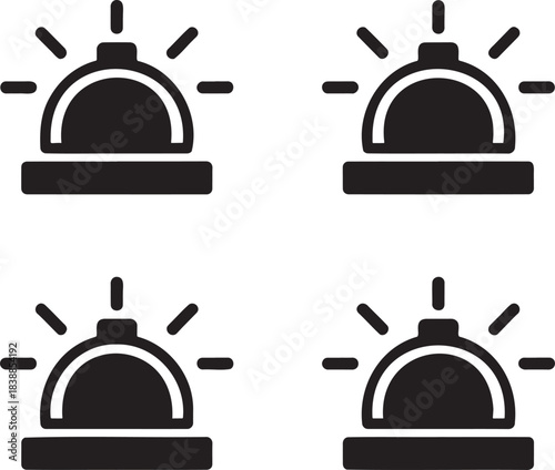 Black and White Service Bell Vectors – Notification and Attention Symbols 1