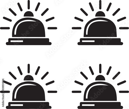 Black and White Service Bell Vectors – Notification and Attention Symbols 1