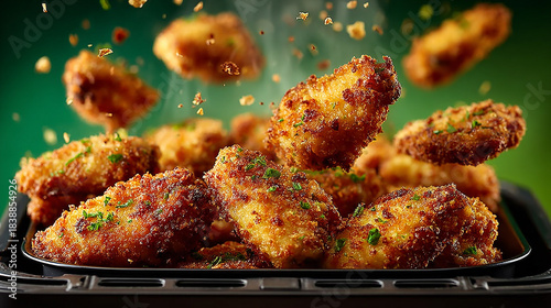 Crispy fried chicken wings cooked in air fryer.