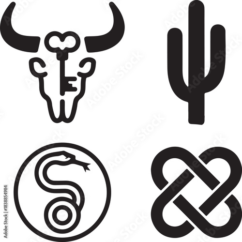 Desert Symbols Icon Set, Western Mysticism Elements