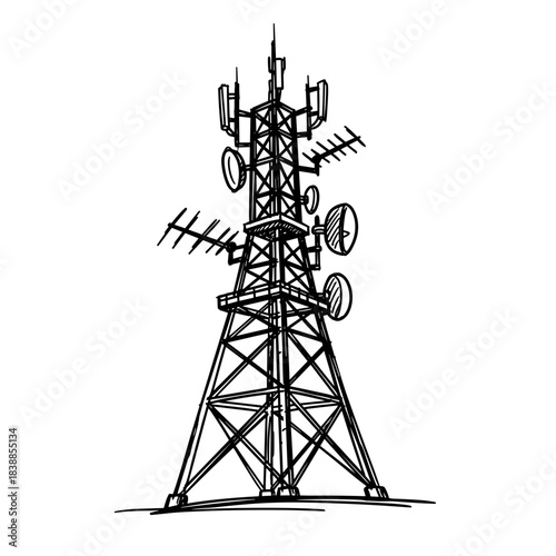 Illustration of a telecommunications antenna tower  