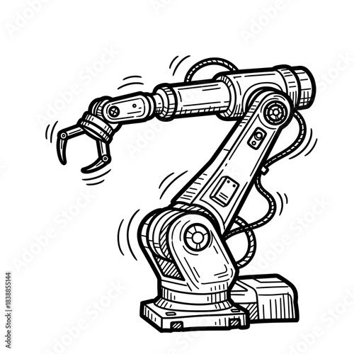 Industrial robot arm with gripper in mechanical design  