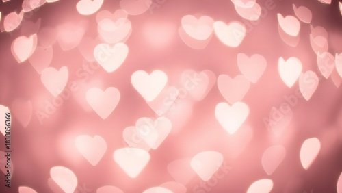 Soft focus abstract background of blurred pink lights forming heart shapes for valentine s day