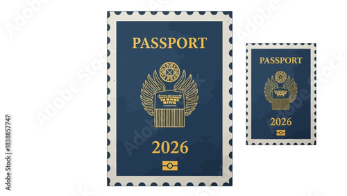 Passport Stamp: Conceptual representation of official travel document or identification mark, passport as a symbol of global mobility and exploration.
