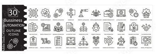 Industrial Automation Vector Icon Set. Factory, Network, and Digital Process Symbol, Industry .Cyber Technology Icons. Automation, Robotics, and Innovation, Manufacturing , Engineering Illustration.