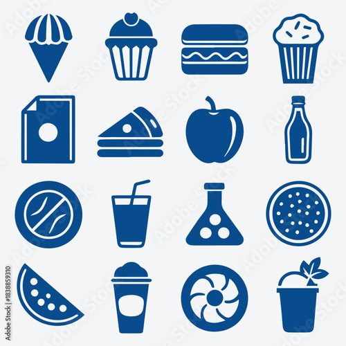 Complete Food Beverage Icons Vector