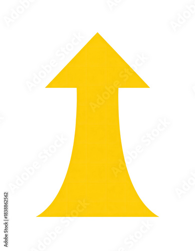 Upward gold arrow, flared base, against solid black