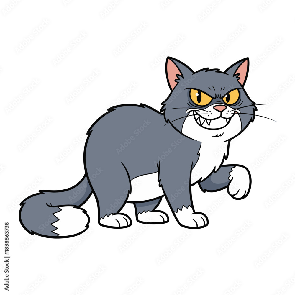 Fototapeta premium fierce cat character expression smiling