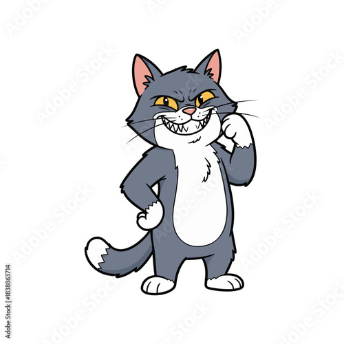 fierce cat character expression smiling