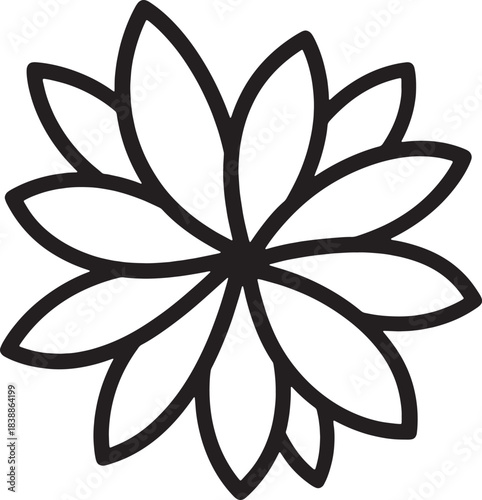 Simple Outline Flower With Ten Petals Keywords: flower, bloom, blossom, floral, petal, outline