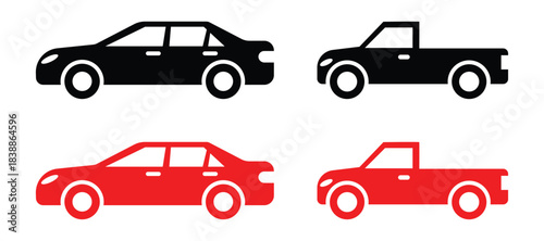 Car Silhouettes Bundle – Multi-View Vehicle Outline and Minimal Vector illustration.