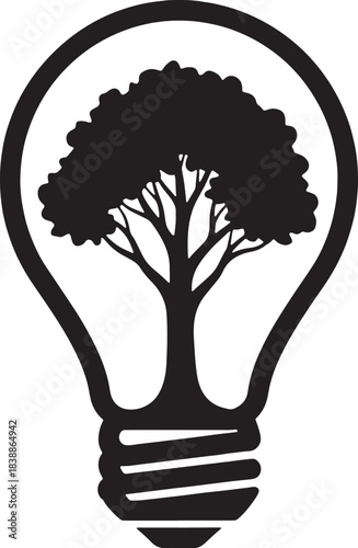 Tree Growing Inside Light Bulb Silhouette growth nature