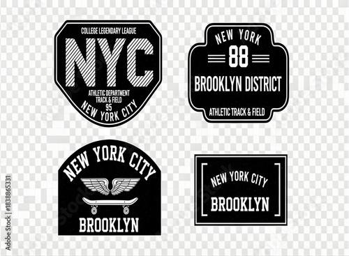 Label set with new york city and brooklyn designs