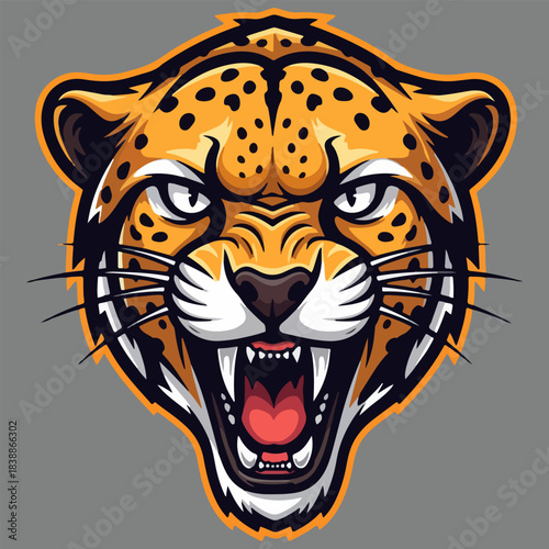 Aggressive cheetah mascot head