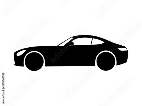 Sleek black sports car silhouette on a clean white background.