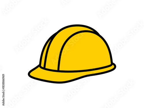 Yellow Hard Hat Safety Helmet Icon Illustration.